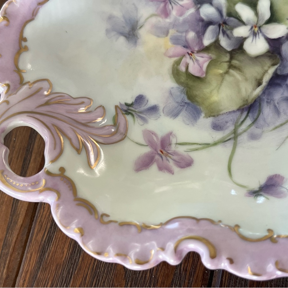 Antique Limoges Hand Painted Porcelain Dresser Tray produced in 1900s - Picture 2 of 6